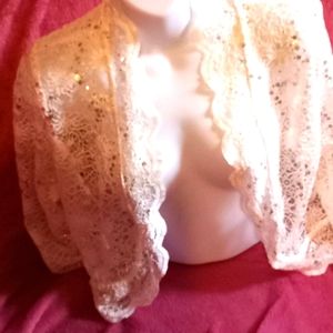 Ivory. Lace, Sparkling Shrug